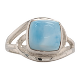 Sterling Silver Square Larimar Bezel Ring